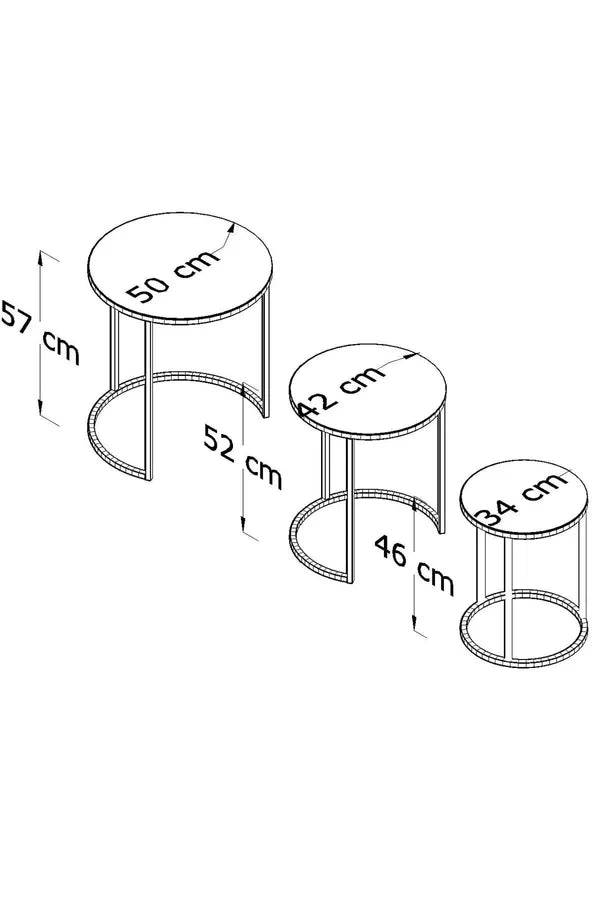 Austin Round Nest Of Tables Set - 3 Pieces Nesting Table