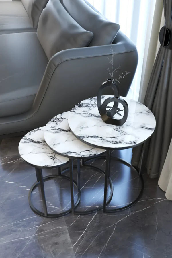 Cosala Round Nest Of Tables Set - 3 Pieces Nesting Table