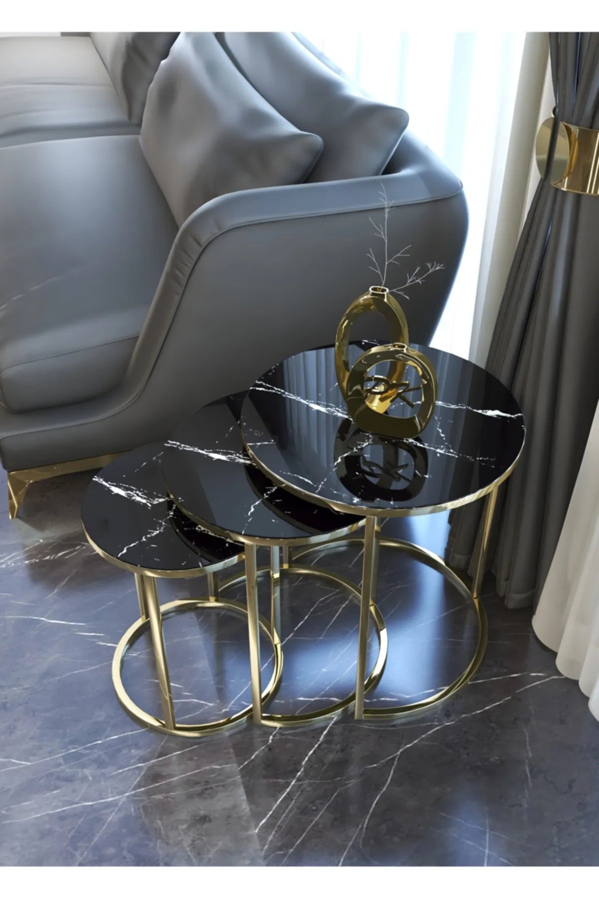 Milano Round Nest Of Tables Set - 3 Pieces Nesting Table