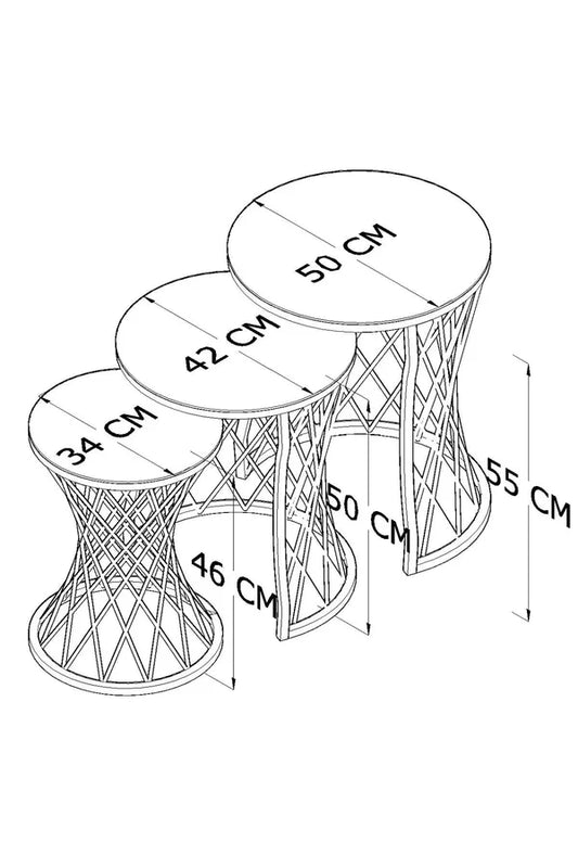 Brooklyn Round Nest Of Tables Set - 3 Pieces Nesting Table