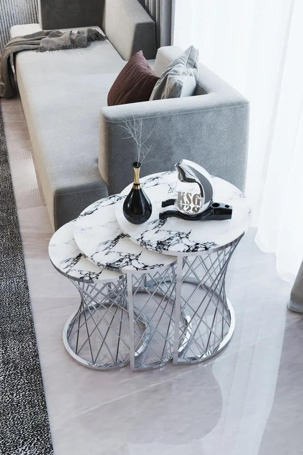 Brooklyn Round Nest Of Tables Set - 3 Pieces Nesting Table