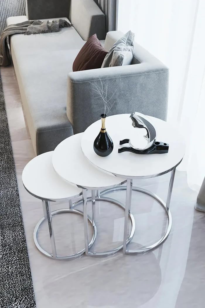 Newton Round Nest Of Tables Set - 3 Pieces Nesting Table