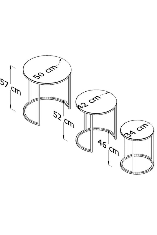 Austin Round Nest Of Tables Set - 3 Pieces Nesting Table
