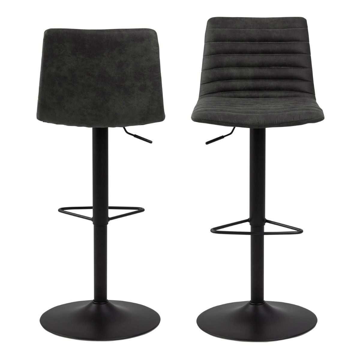 Kimmy Bar Stool in Grey Fabric Set of 2
