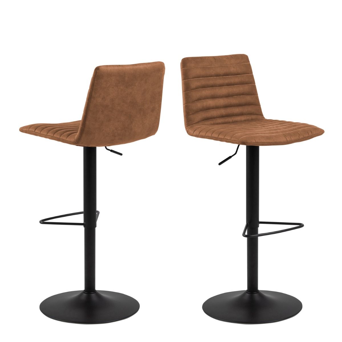 Kimmy Bar Stool in Brown Fabric Set of 2