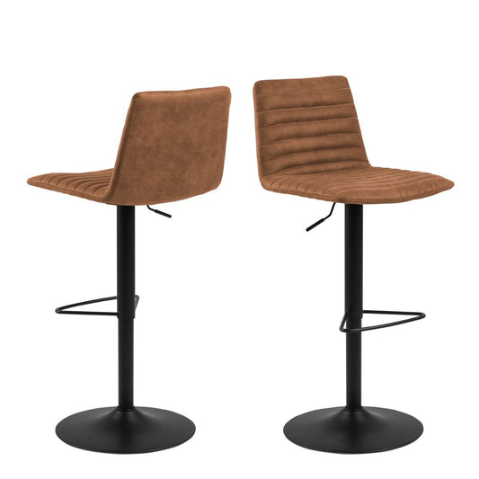 Kimmy Bar Stool in Brown Fabric Set of 2