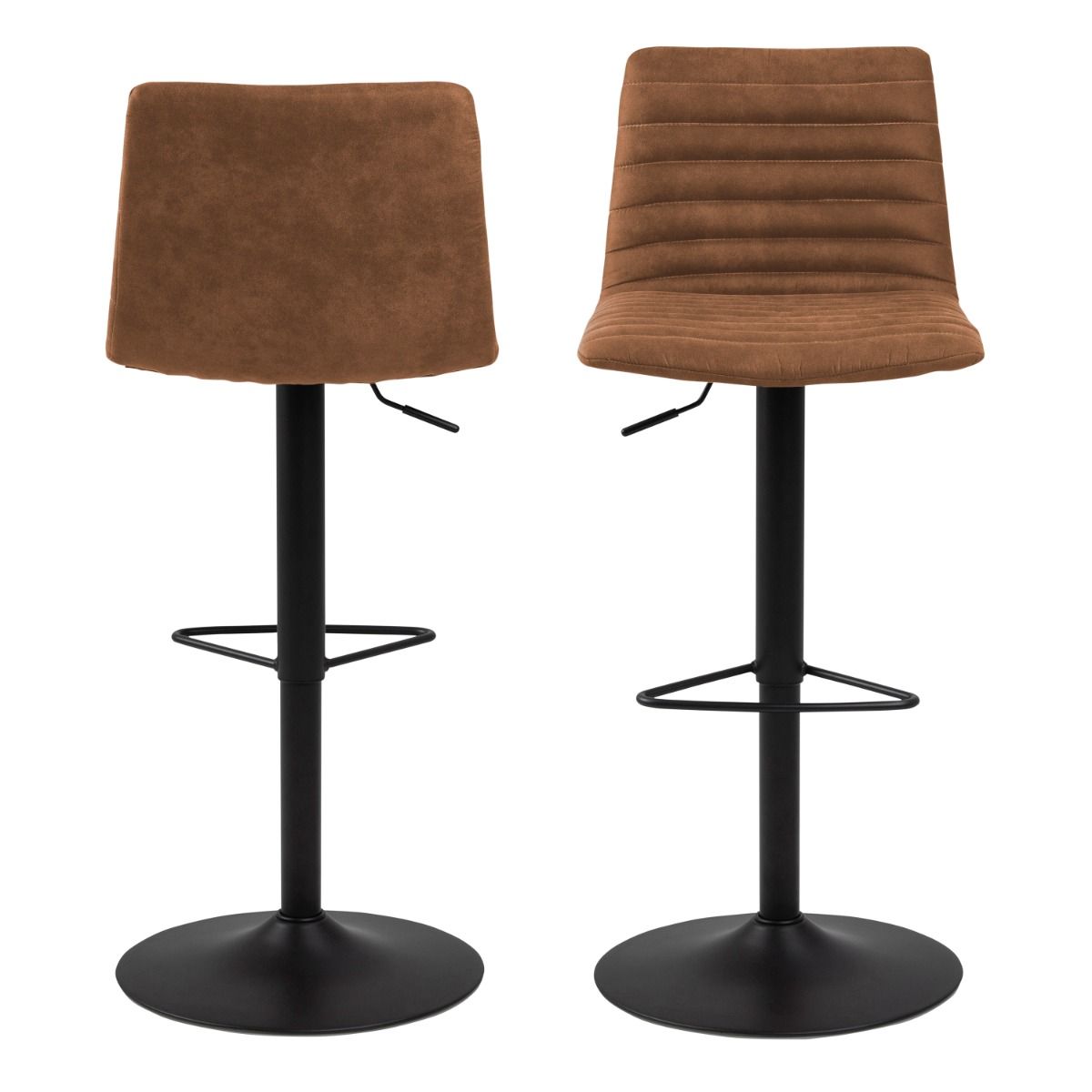 Kimmy Bar Stool in Brown Fabric Set of 2