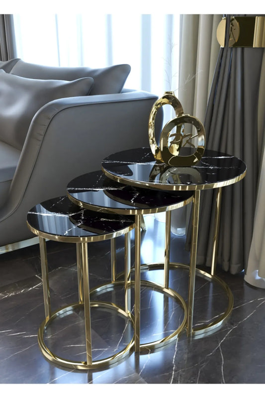 Milano Round Nest Of Tables Set - 3 Pieces Nesting Table