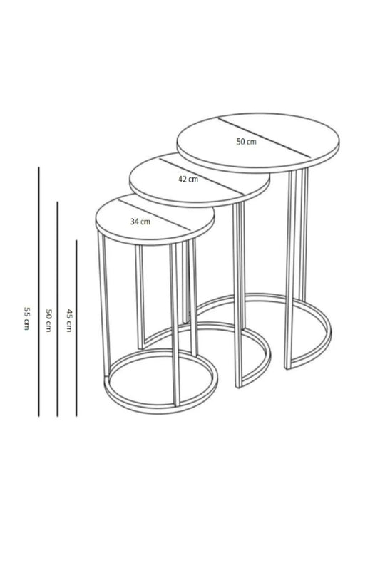 Adrian Round Nest Of Tables Set - 3 Pieces Nesting Table