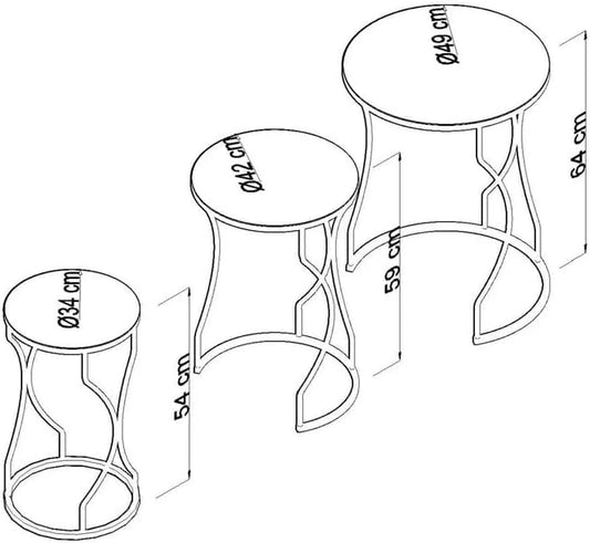 Aberdeen Round Nest Of Tables Set - 3 Pieces Nesting Table